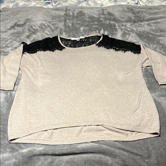 LC Lauren Conrad Beige Sweater with Black Lace - Picture 1 of 7